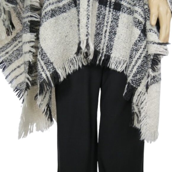 Cherie Bliss Big Grid Plaid Turtleneck Poncho - Picture 4 of 7